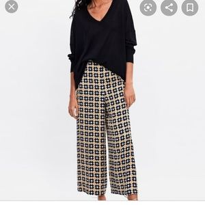 Zara flowy satin high rise wide leg trouser pants